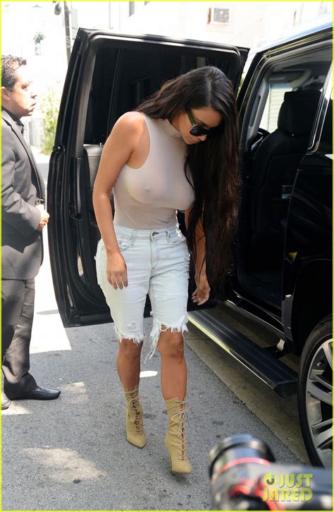 kim downblouse|Kim Kardashian Goes Braless While Wearing a See.